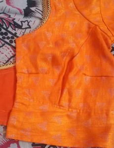 Orange Blouse with Triangle Pattern