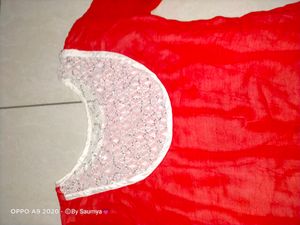 Beautiful Red Kurta With Mirror Work
