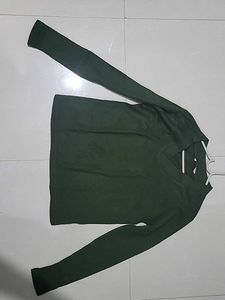 Dressberry Olive Green Solid Pullover