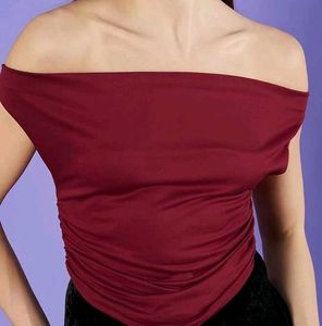 Burgundy Cowl Neck Sleeveless Top (Size:XL)