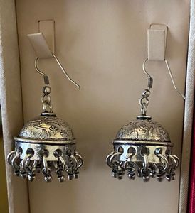 Oxidized Silver Jhumka Earrings