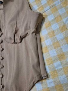 Brown Chic Look Corset Top
