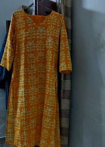 Yellow Printed Kurti Set
