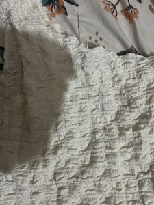 White Textured One Shoulder Top