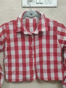 Aesthetic Cotton Gingham Crop Shirt