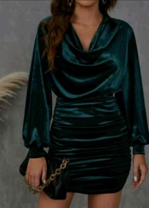 Bodycon Dress green Draped Collar Drop Shoulder