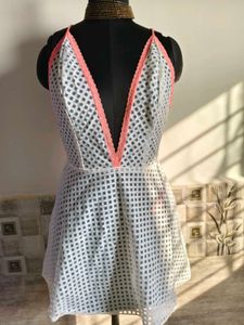 White Grid Mini Dress