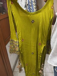 Lime Green Embroidered Salwar Kameez