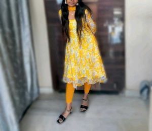Yellow Floral Print Kurta