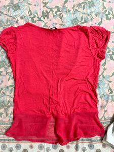 Funky Red Button-Down Top