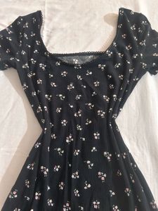 H&amp;M Floral Ribbed Jersey Dress