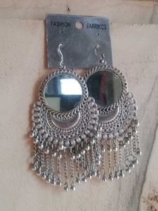 Silver Mirror Dangle Earrings