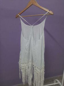 White Fringe Top