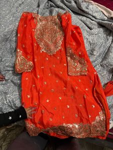 Orange Embroidered Kurta