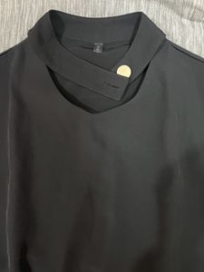 Black Formal Top With Button Detail