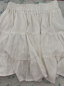 White and black Tiered Mini Skirt