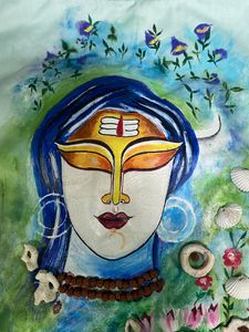Shiva Om Designer Festive Blouse Hand Painted