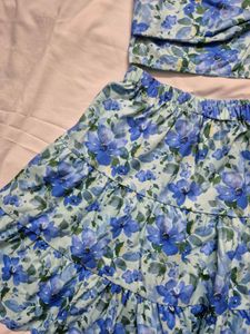 Urbanic Blue Floral Skirt Coord Set | 36 To 40