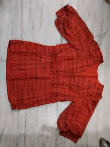 Orange Plaid Top