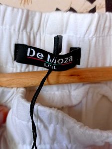 De Moza Branded White Pallazo