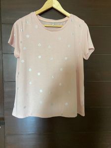 ONLY Women’s Light Pink Colour Tshirt (xl)