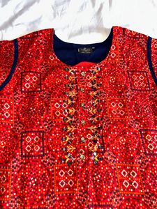 Red And Yellow Jacket Kurti For Women