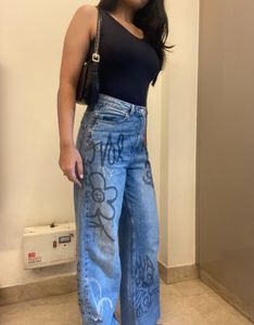 H&amp;M Graffiti Baggy Jeans
