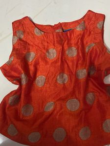 ✨ Festive Orange Polka Dot Ethnic Top / Shrug ✨