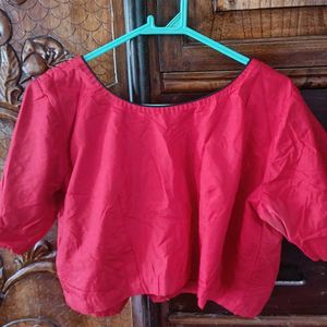 Red &amp; Gold Brocade Blouse