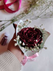 Shimmery Mehroon Satin Rose 🌹
