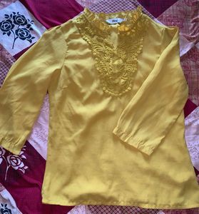 Yellow Blouse with Embroidered Detail