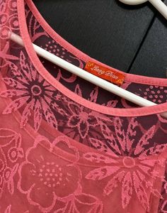 Elegant Sheer Floral Lace Top – Coral Pink | Boho