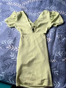 Lime Green Ruched Bodycon Dress