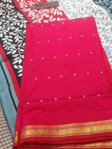 Pink Saree with Gold Detail
