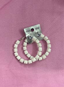 White Round Earrings