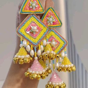 Handmade Beaded Statement Earrings