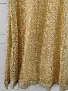 Gold Floral Lace Maxi Dress With Bottom