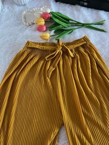 Yellow Shimmer Palazzo Pants