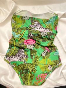 Green Printed Swimsuit