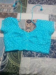 Elegant Blue Embellished Saree with stiched blouse