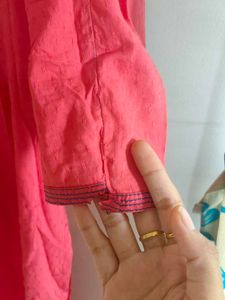 Avaasa Coral Embroidered Yoke Kurta