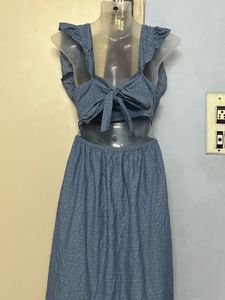 Branded Pinterest Blue Ruffle Maxi Dress