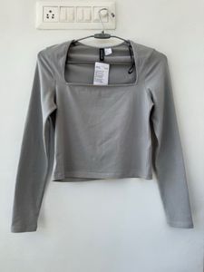 H&amp;M Square Neck Long Sleeve Top/Size-S
