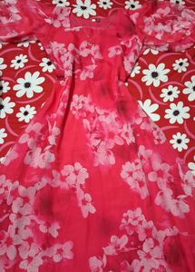 Pink Floral Chiffon Dress
