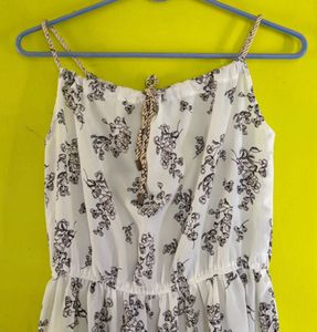 White Floral Sleeveless Summer Dress