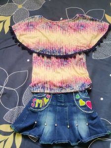 4 To 5 Year Girls top and denim jeans Combo