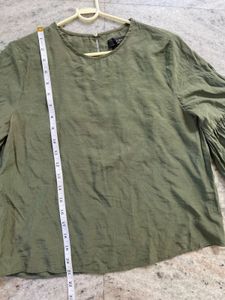 Olive Green Flounce Sleeve Top
