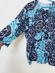 Heavy Discount Skyblue Printed Sweater Cardigan