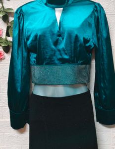 Size S/M  🎁Buy 2 Get 1 Free 🎁 Teal Sparkle Satin