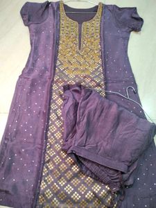 Partywear Kurta Pant Set With Dupatta